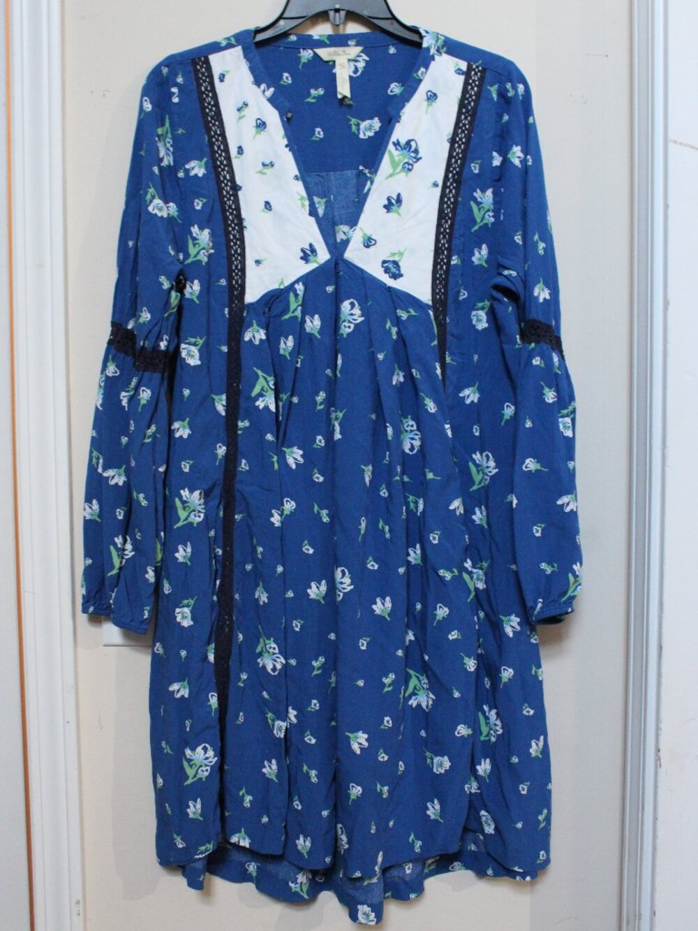 Matilda Jane Day Tripping Blue Floral Boho Peasant 100% Rayon Dress, Sz M